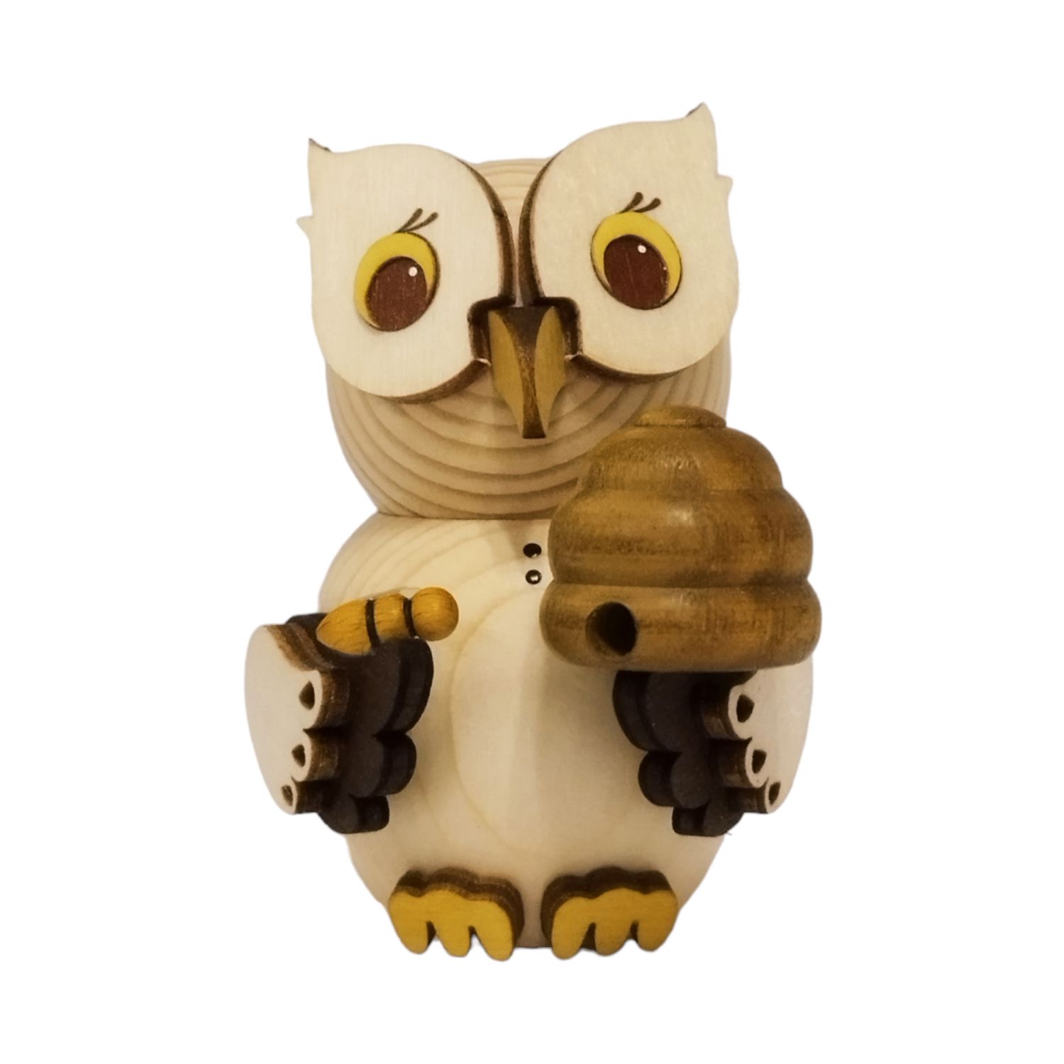 Wooden figure mini owl beekeeper