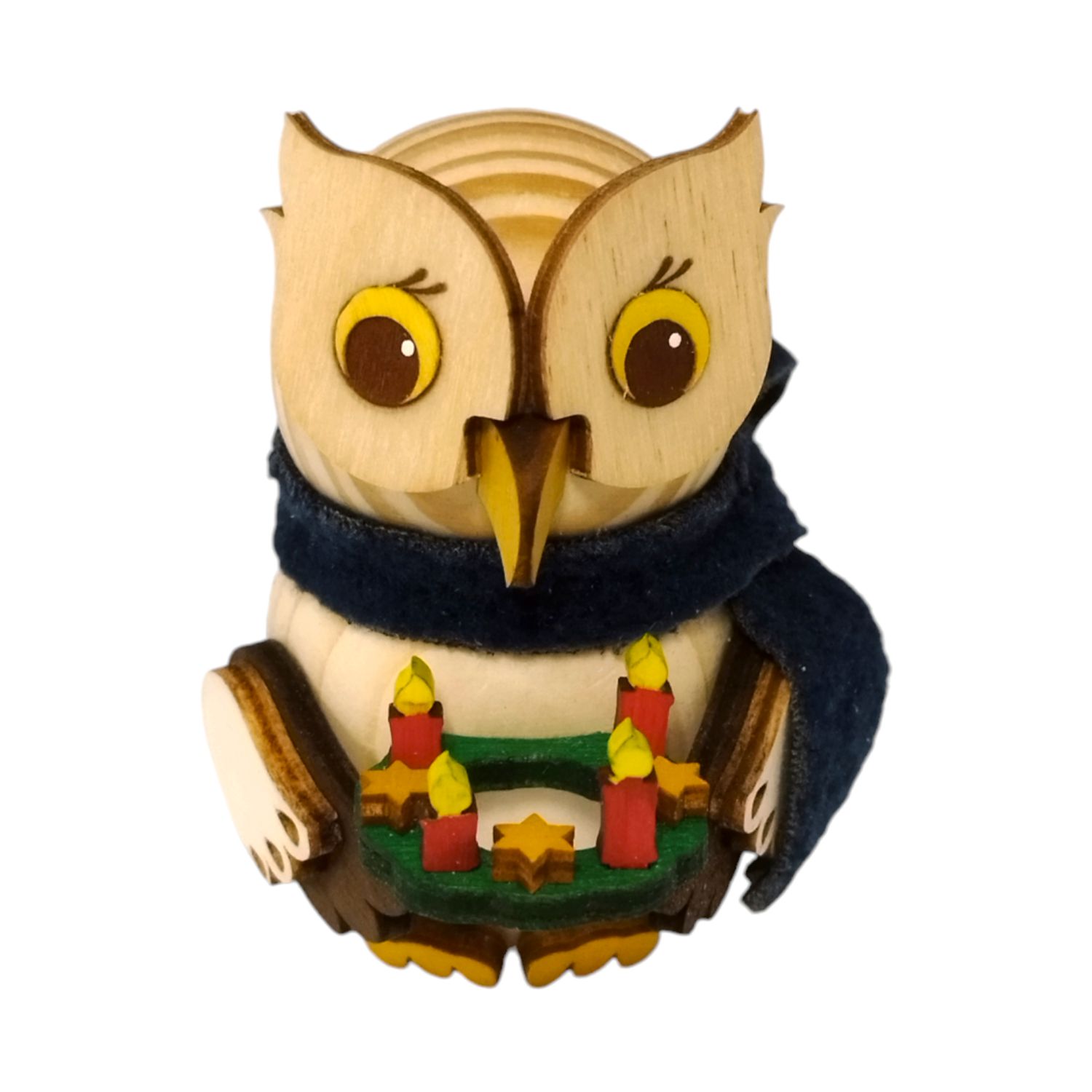 HoWooden figure mini owl with Advent wreath