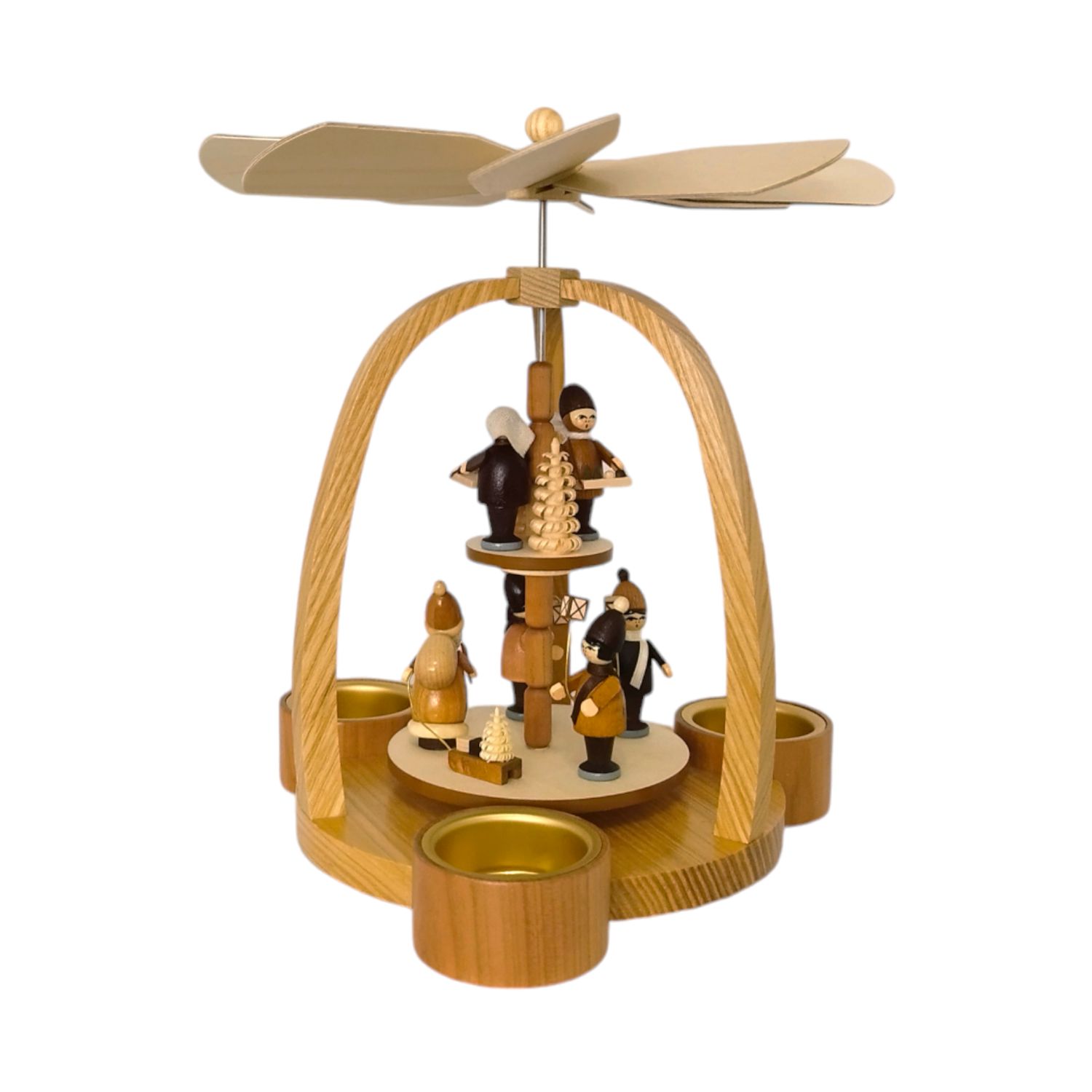 Tealight pyramid Santa Claus and Striezelkinder, natural