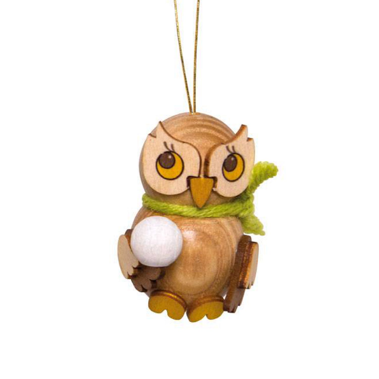 Hanging owl child with snowball