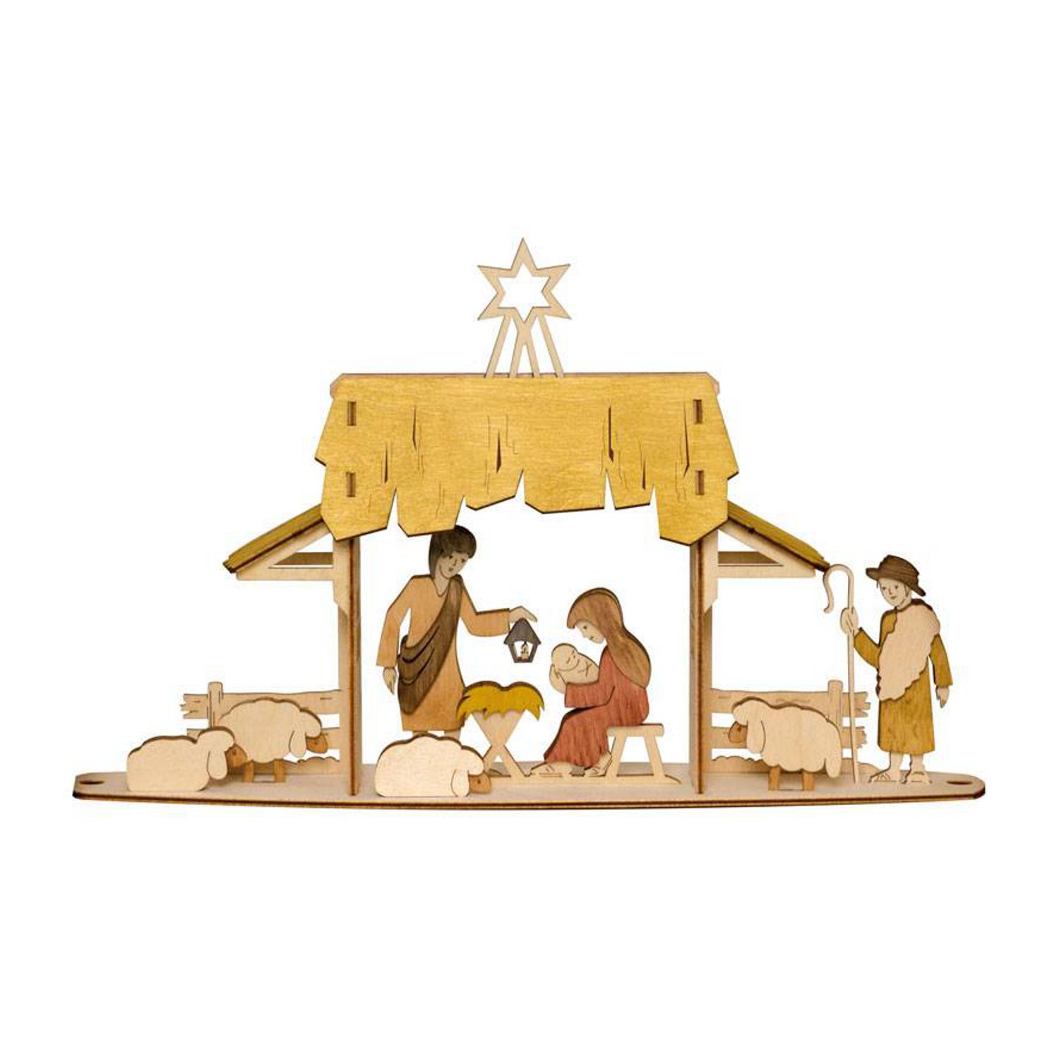 Replacement motif for tealight arch with smoked fir, nativity scene