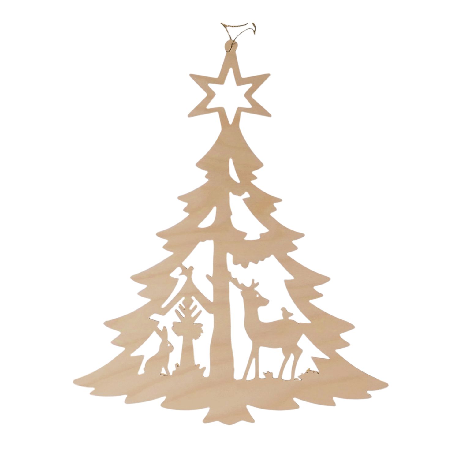 Window picture Christmas tree with forest idyll