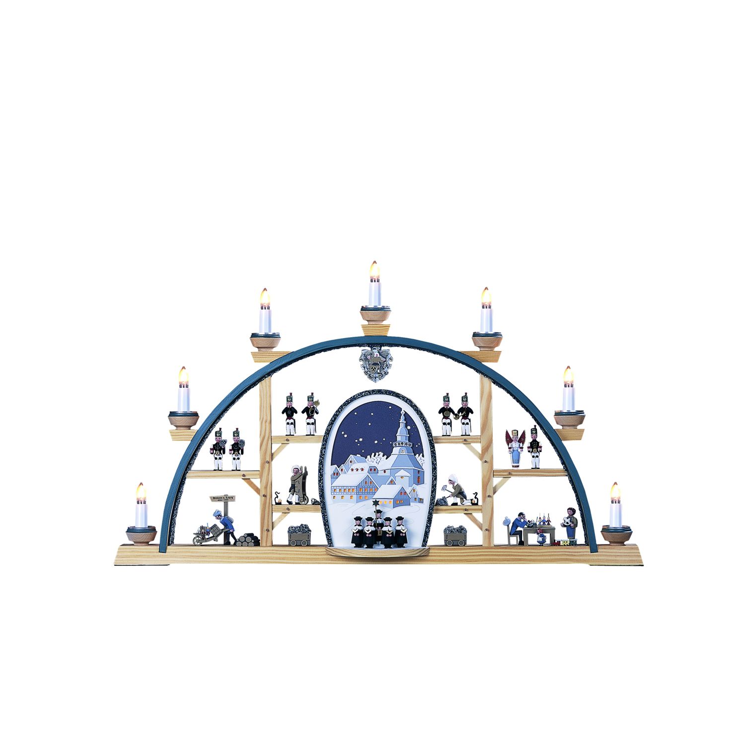 candle arch Seiffener Kirche with carolers, Hiemann