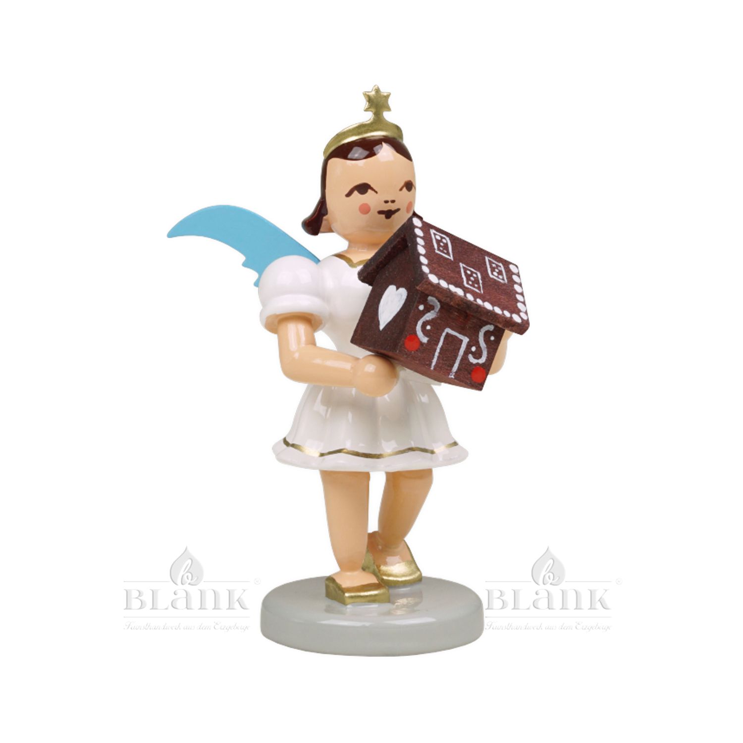 short skirt angel with gingerbread house, colored