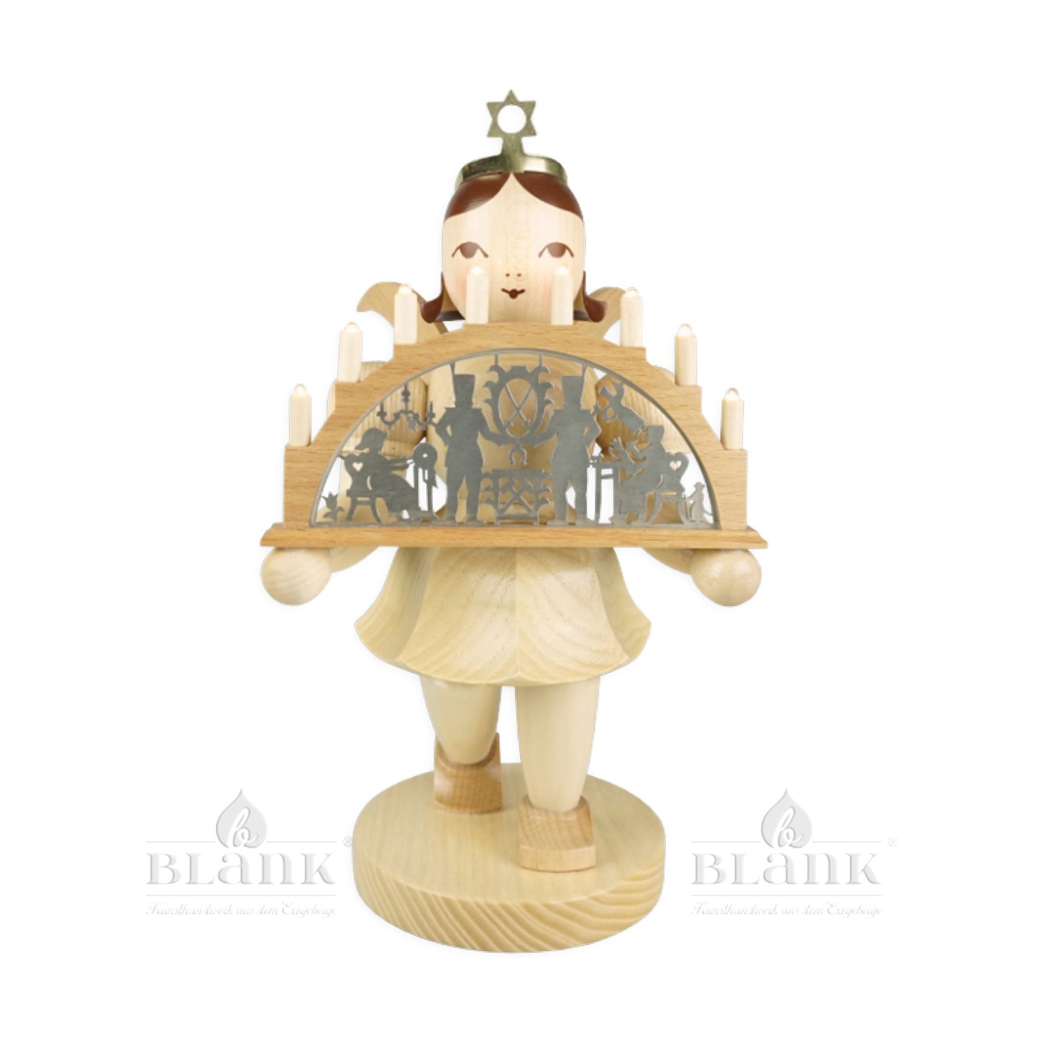 Blank short skirt angel with candle arch, electric