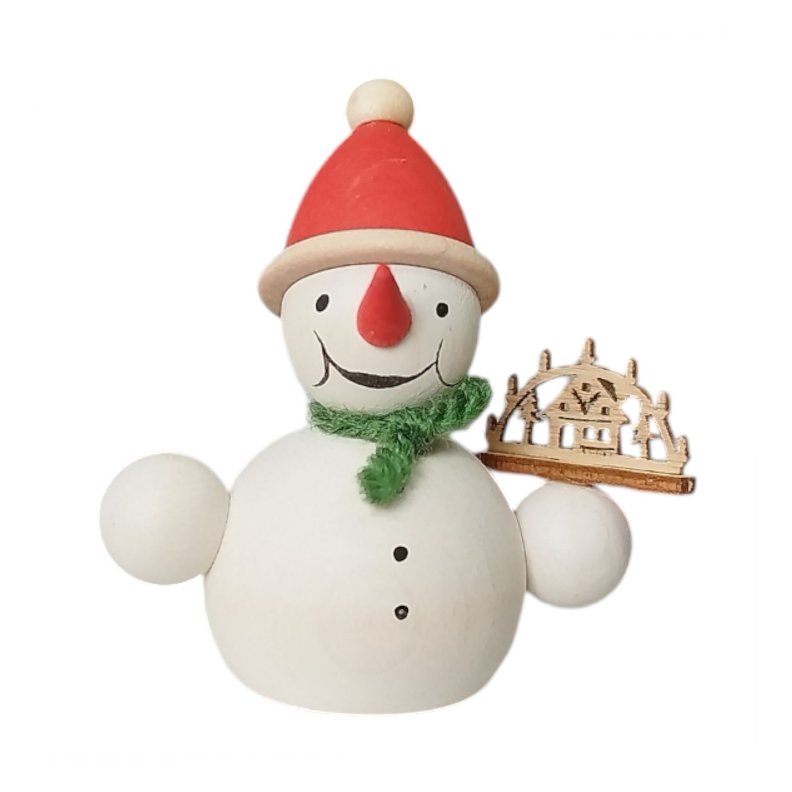 snowman with arch of lights