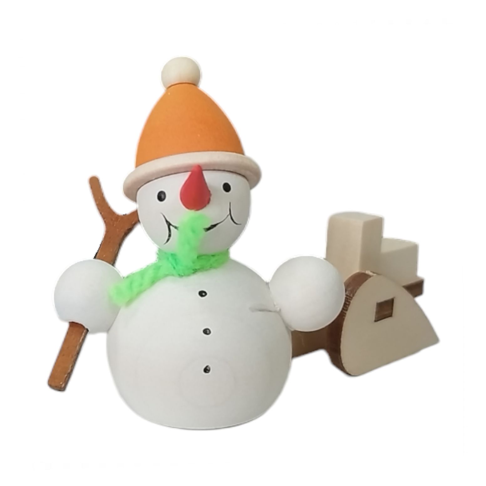 snowman with sleigh