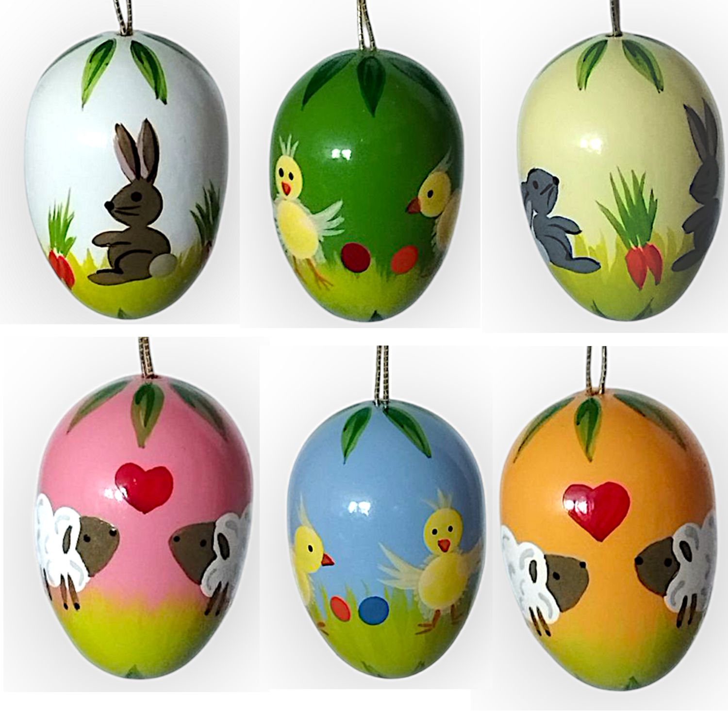 Easter egg decorations 6-piece bunnies, sheep and chicks