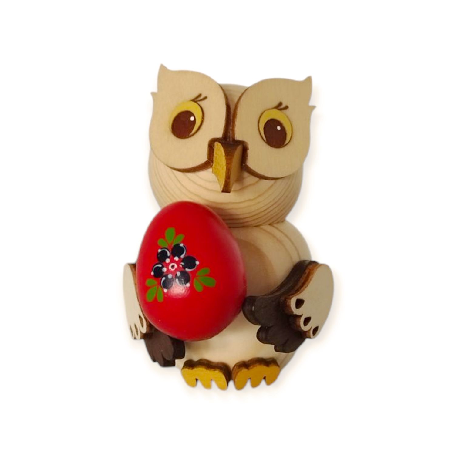 Wooden figure mini owl with Easter egg
