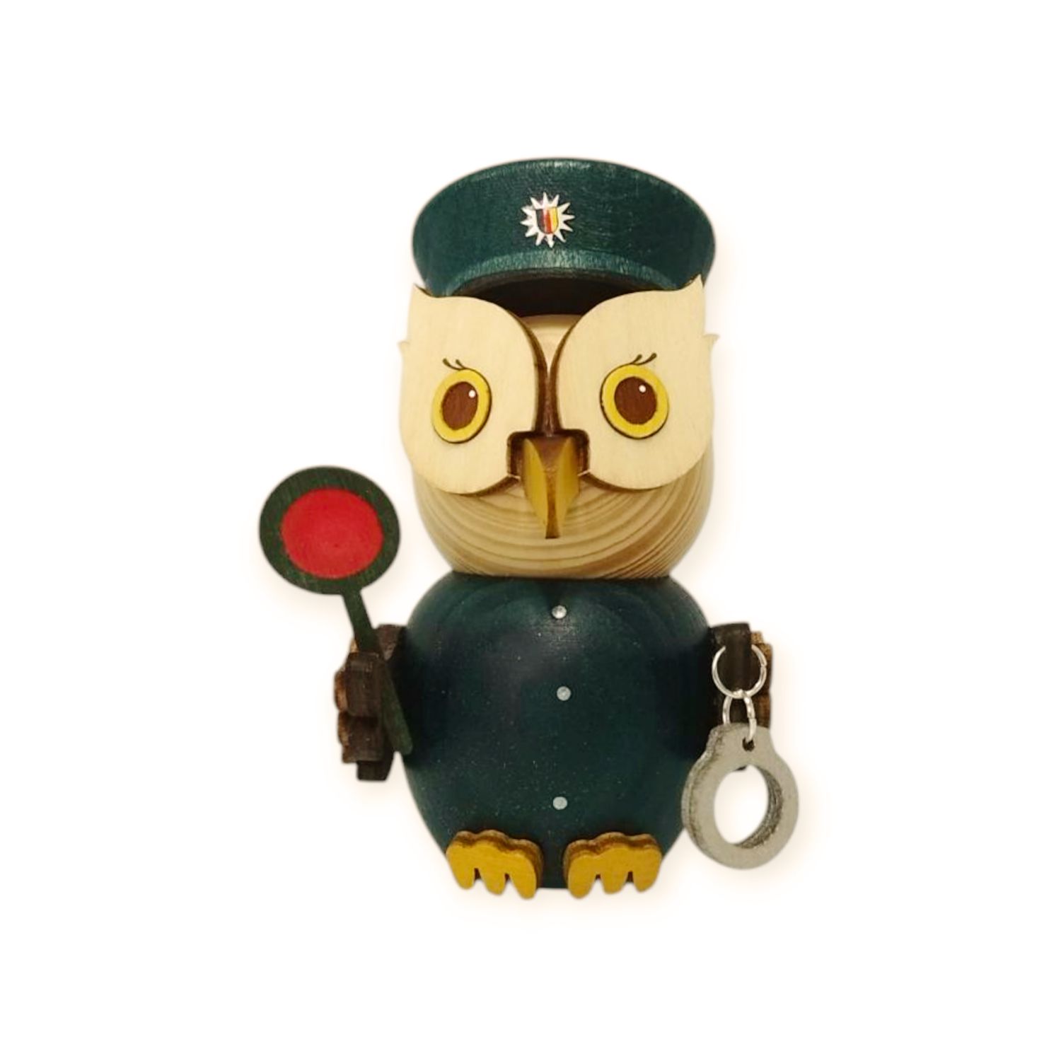 Wooden figure mini owl policeman