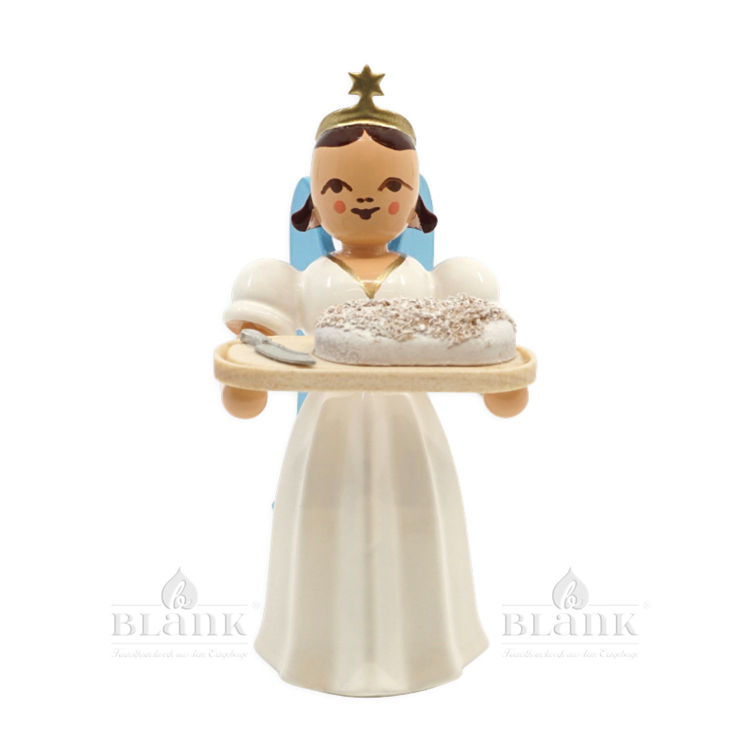 Blank long skirt angel with Christmas loaf, colored