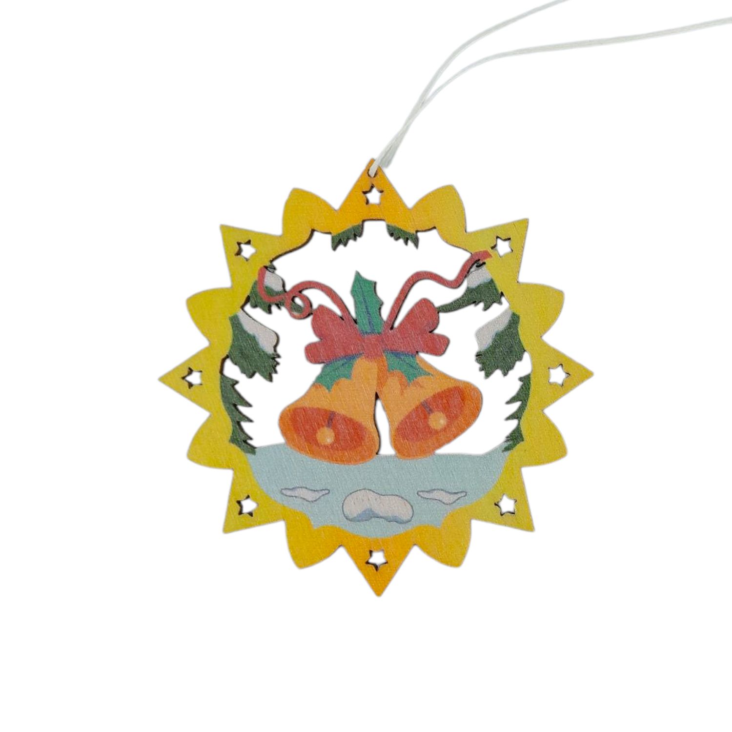 Erzgebirge tree curtain bells, colored