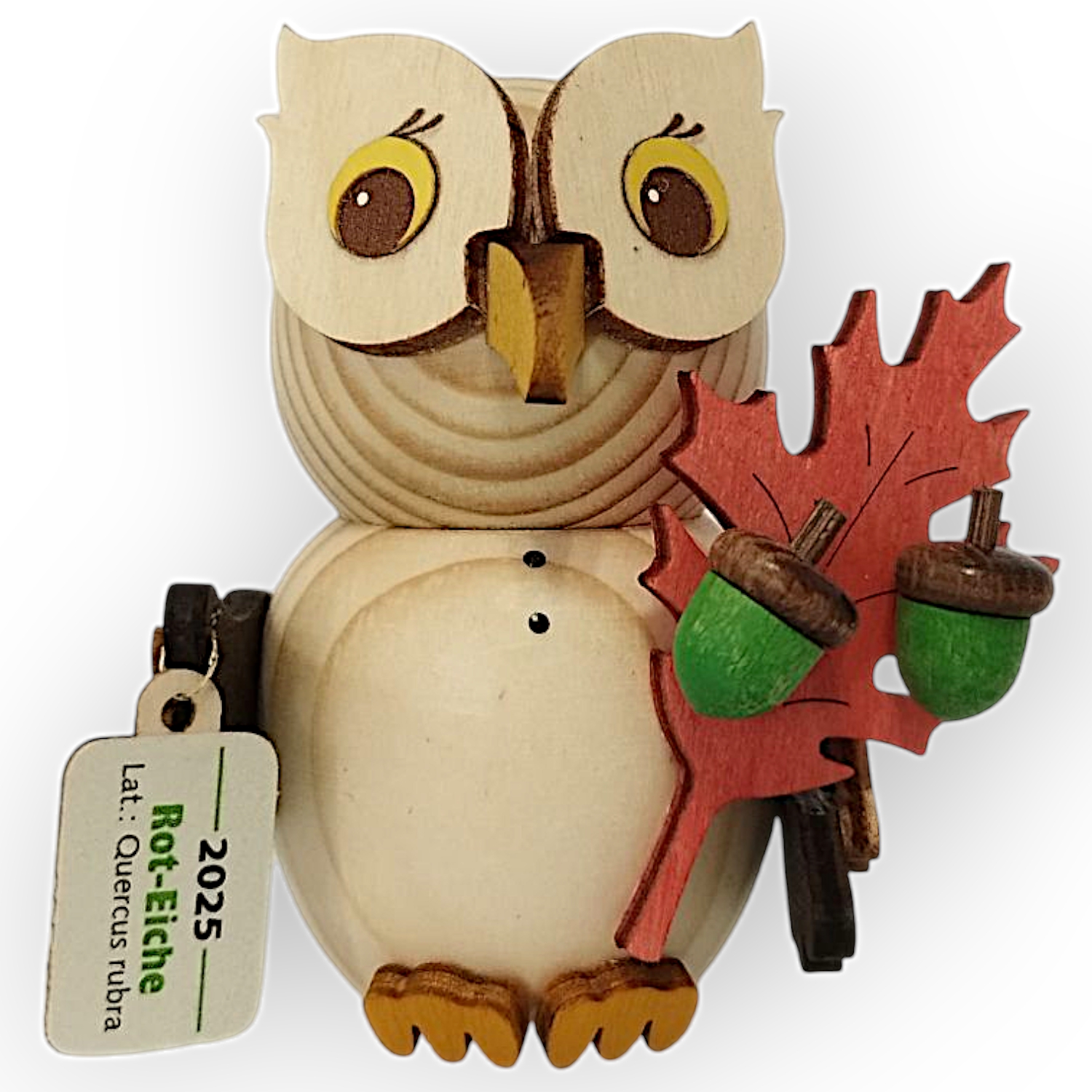 Wooden figure mini owl annual owl 2025 red oak