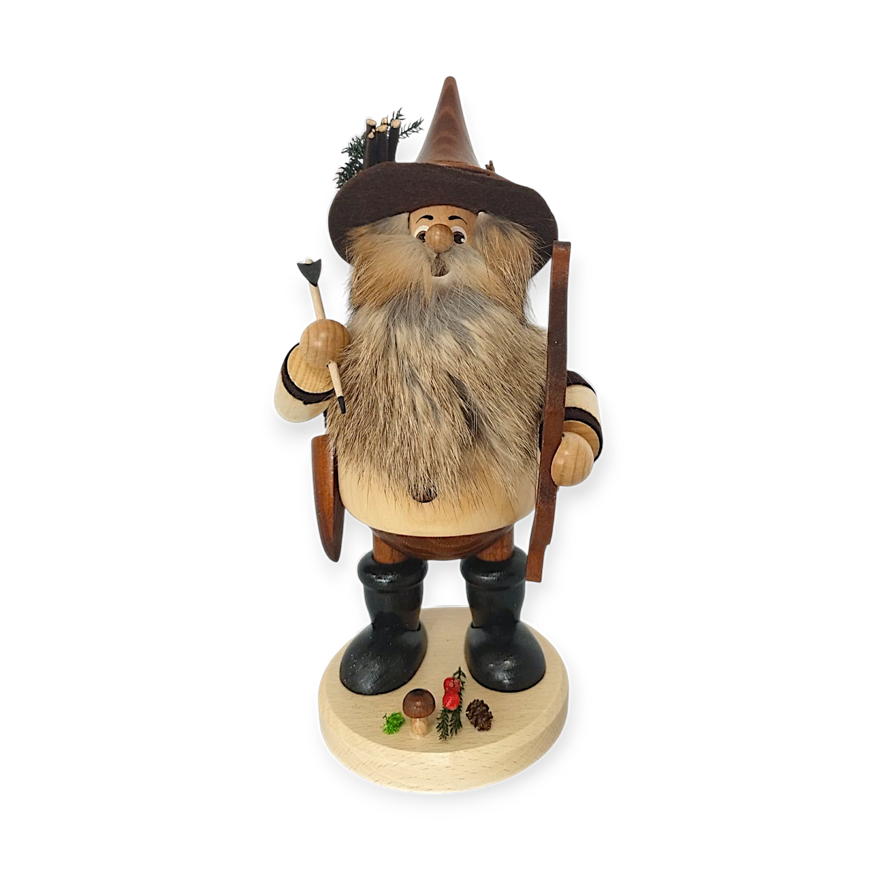 Smoking man robber gnome bow, nature