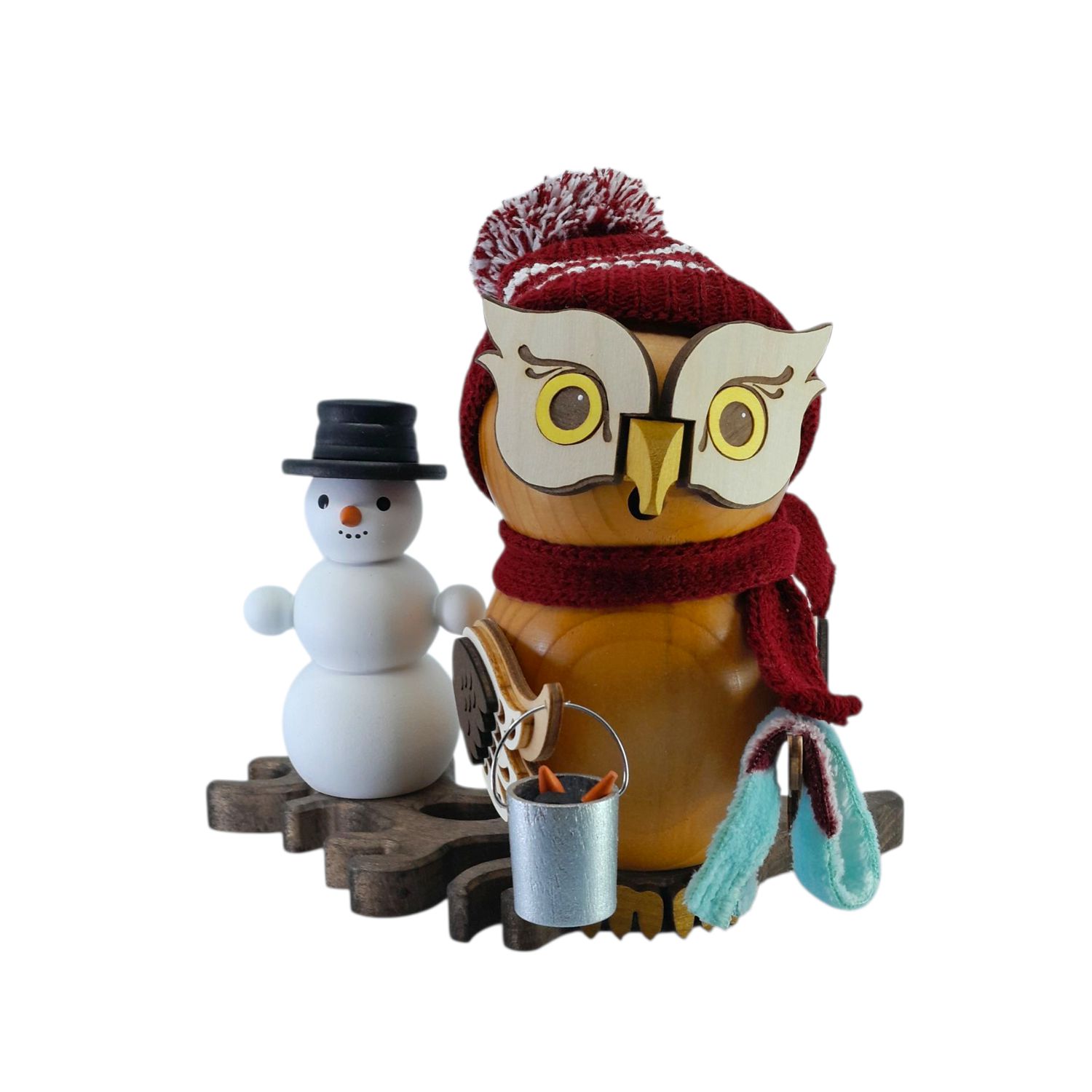 Smoking man owl with snowman