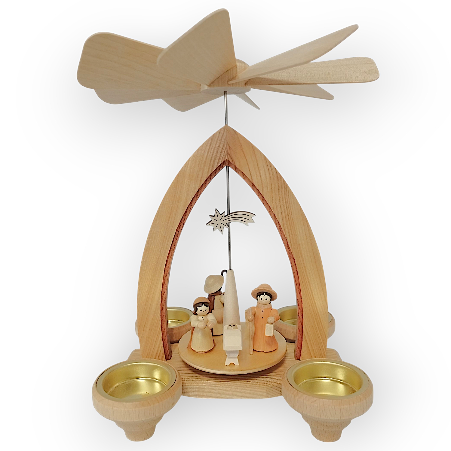 Pyramid for tea lights with the birth of Christ