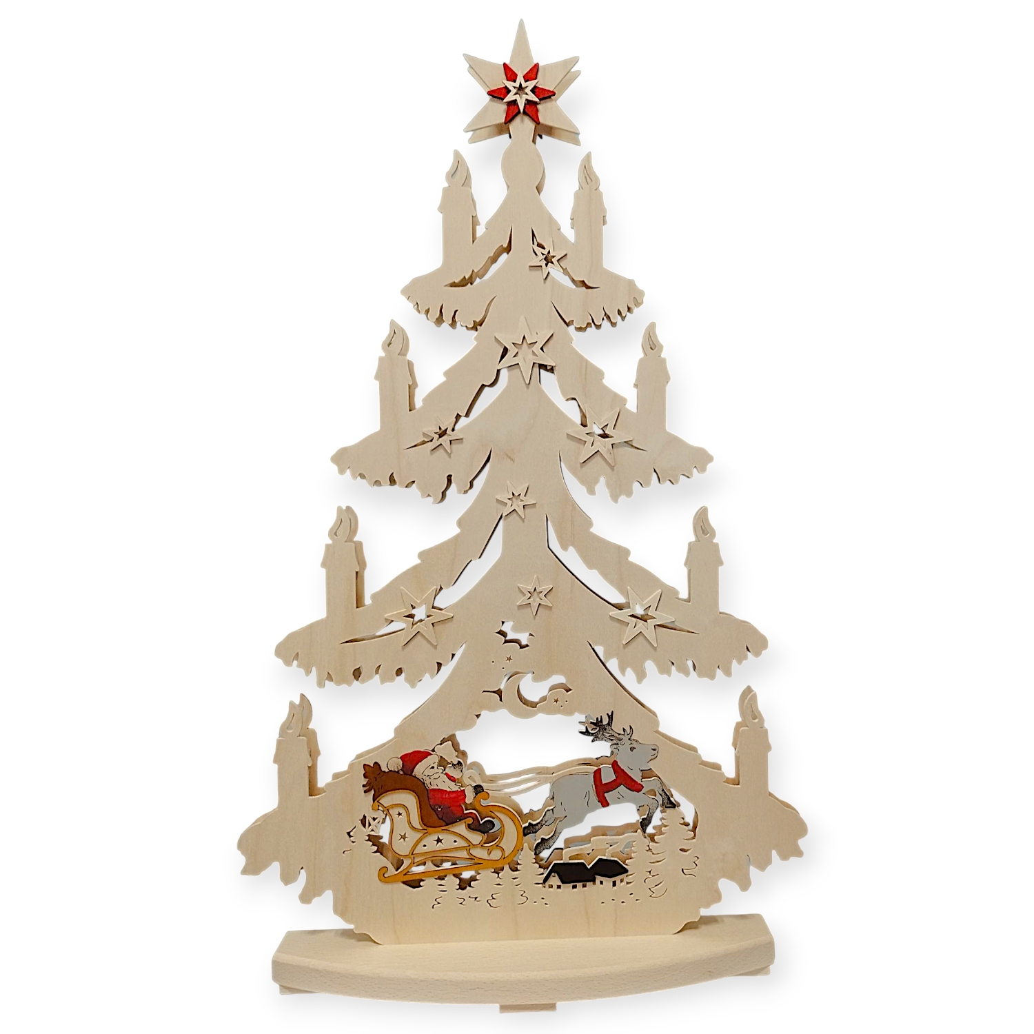 Lighted Santa Claus with reindeer, large
