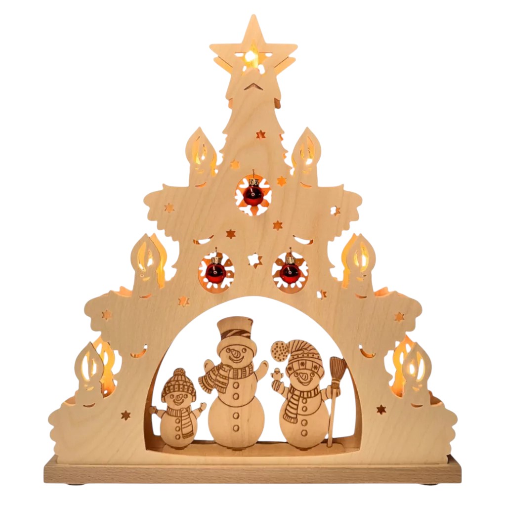 Snowman family light with red balls, 7 lights