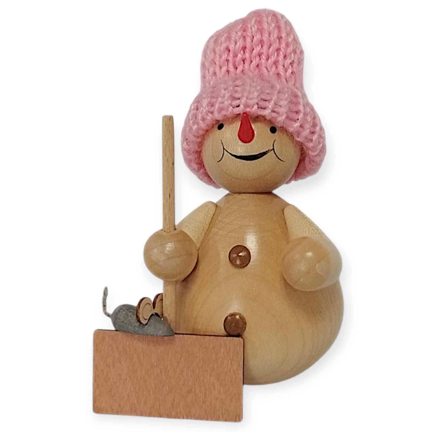 Snowman with snow shovel and mouse