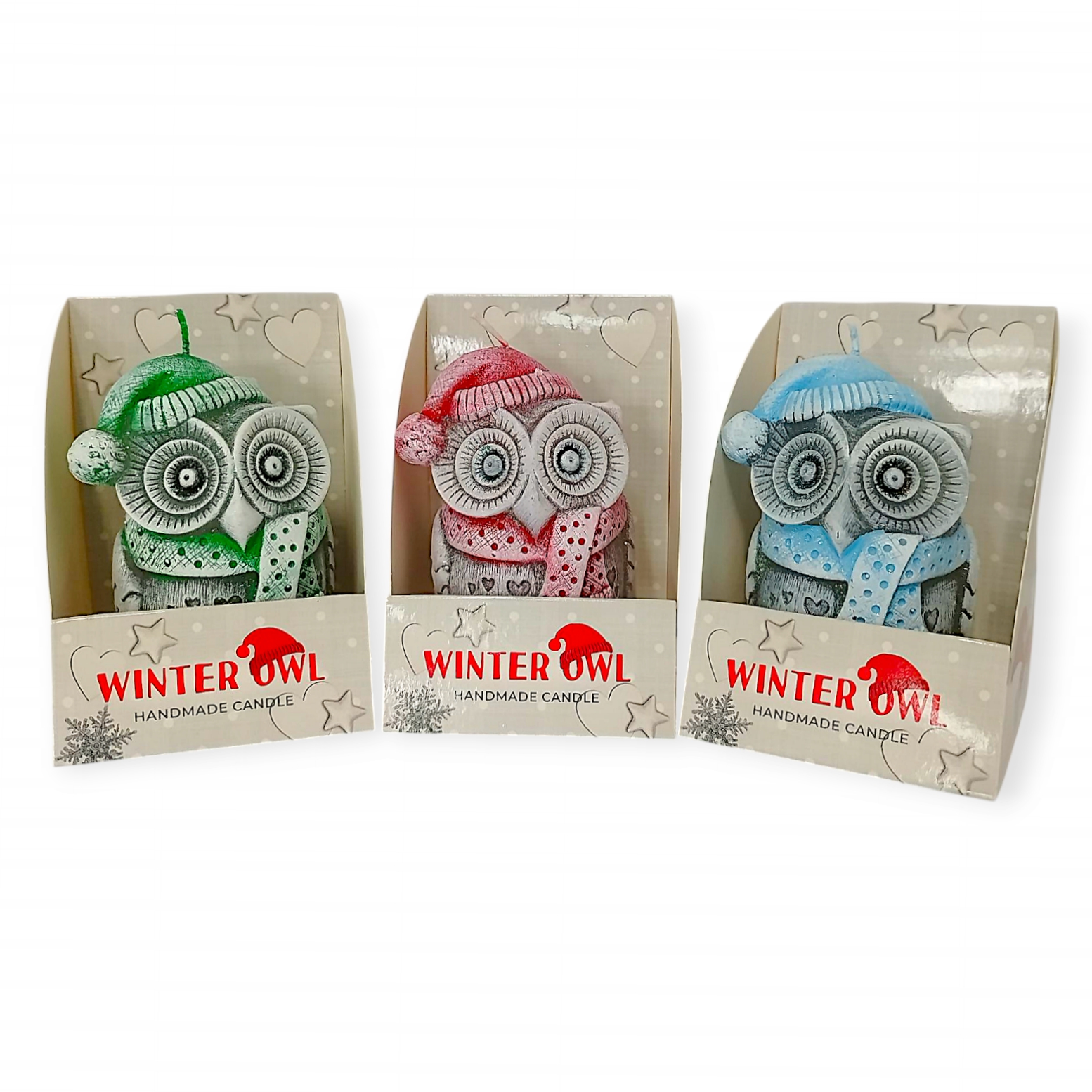 Candle winter owl with scarf