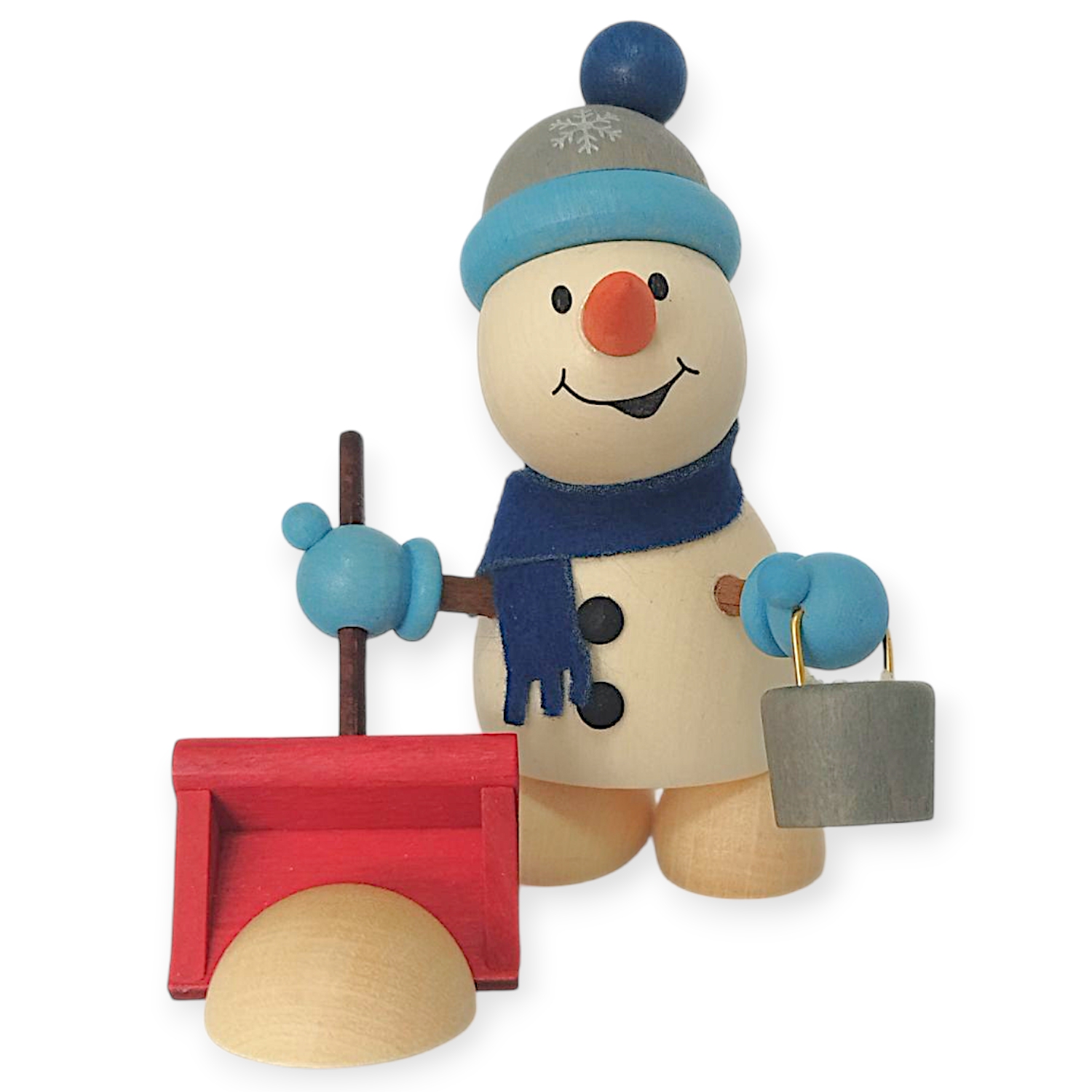 Snowman with snow shovel