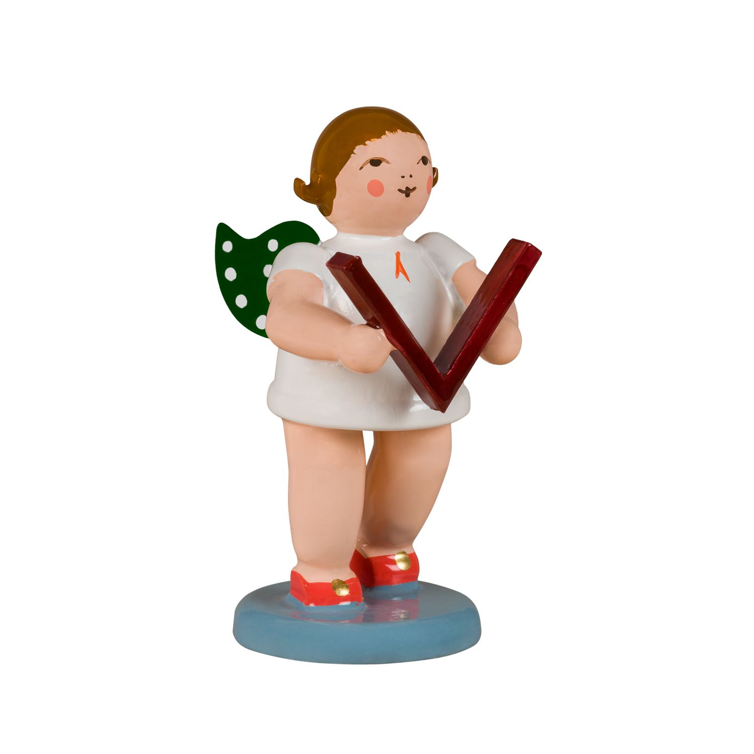 Angel with wooden rattle without crown