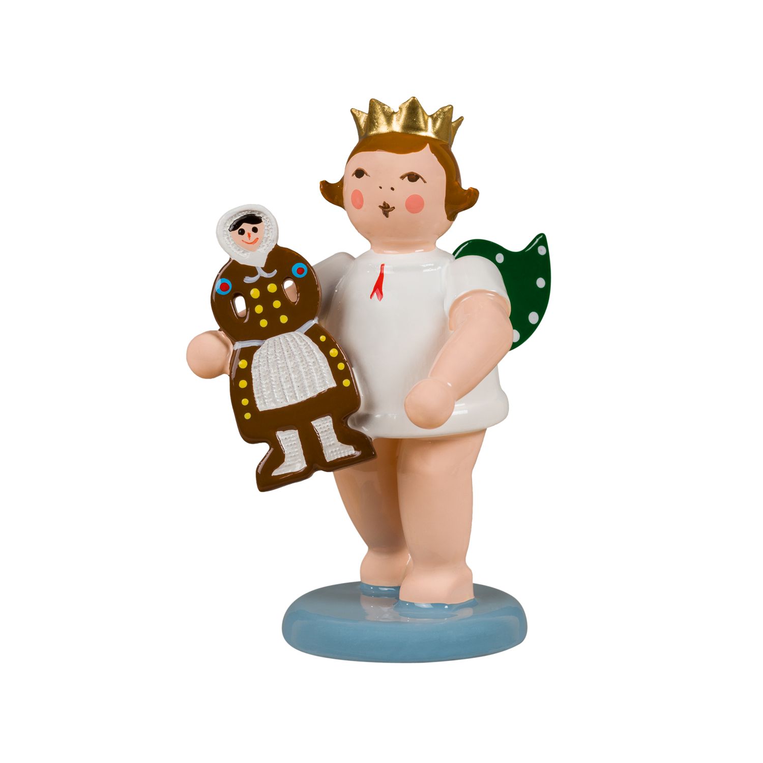 Angel with market figure - gingerbread woman with crown