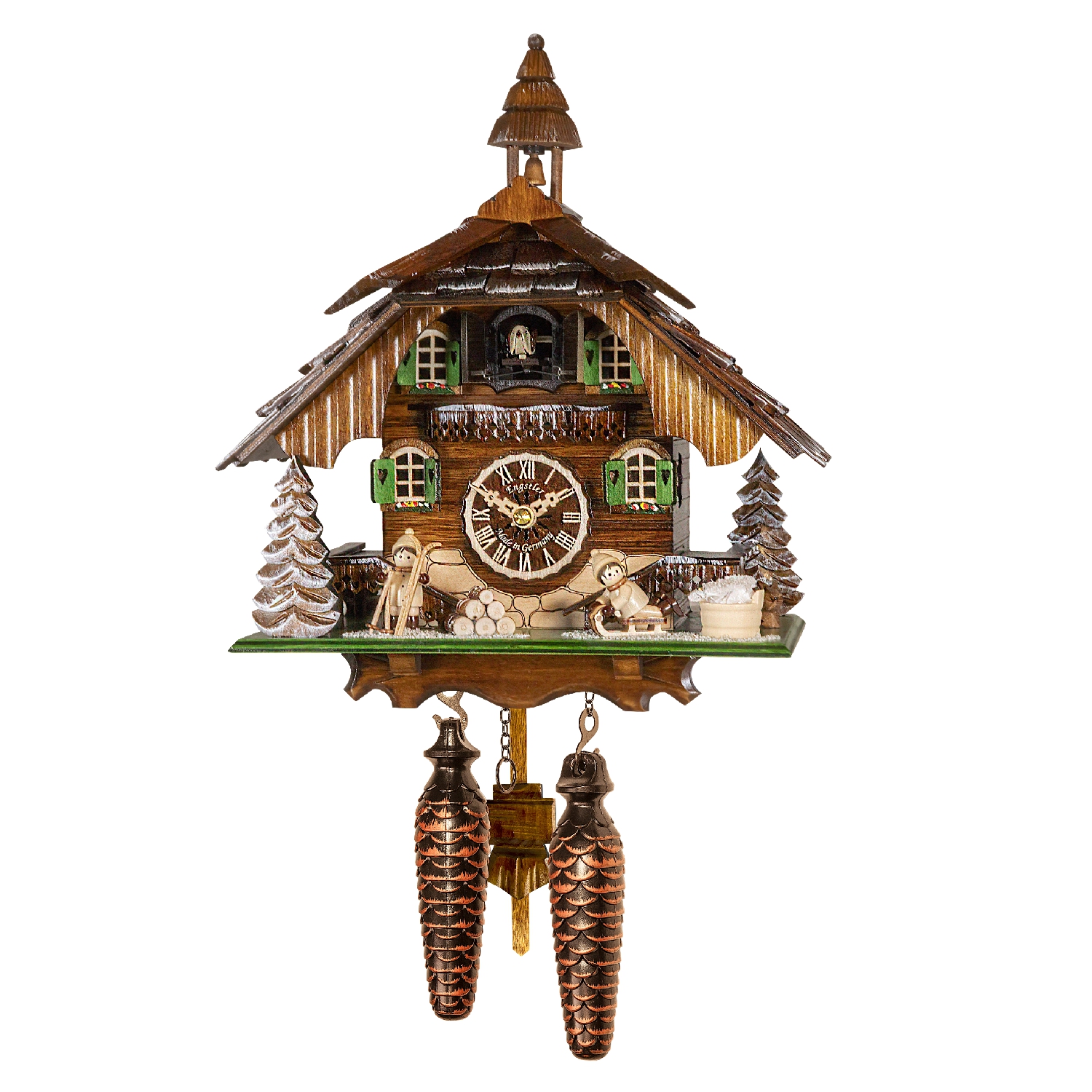 Quartz cuckoo clock Winter in the Ore Mountains