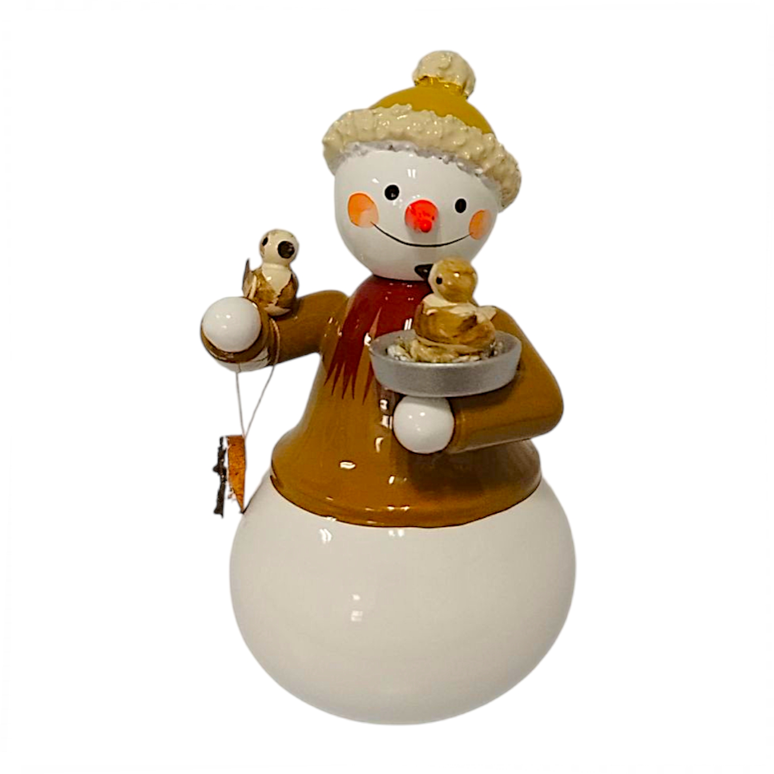 Snowman with food bowl