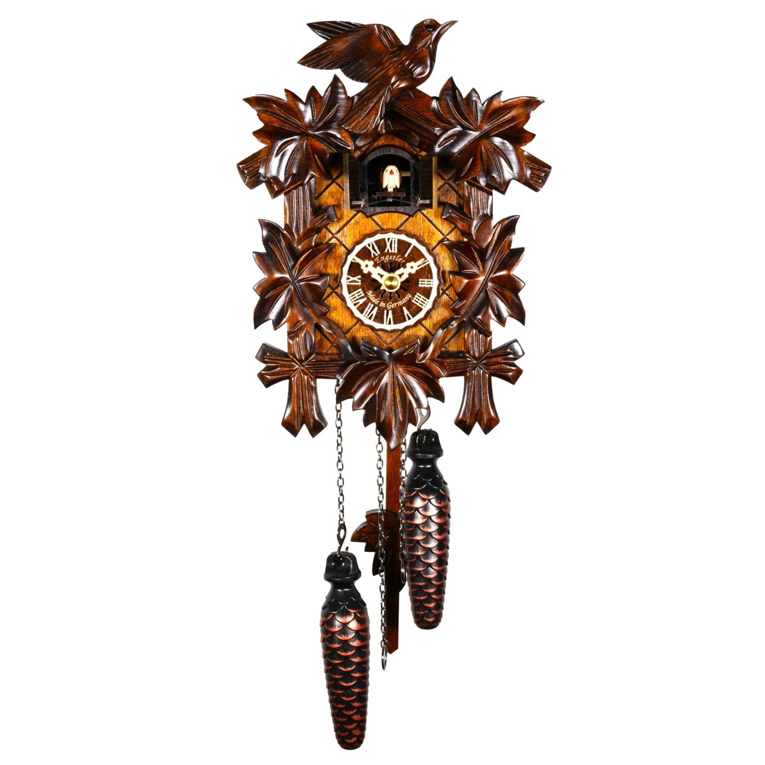 Quartz cuckoo clock autumn leaves