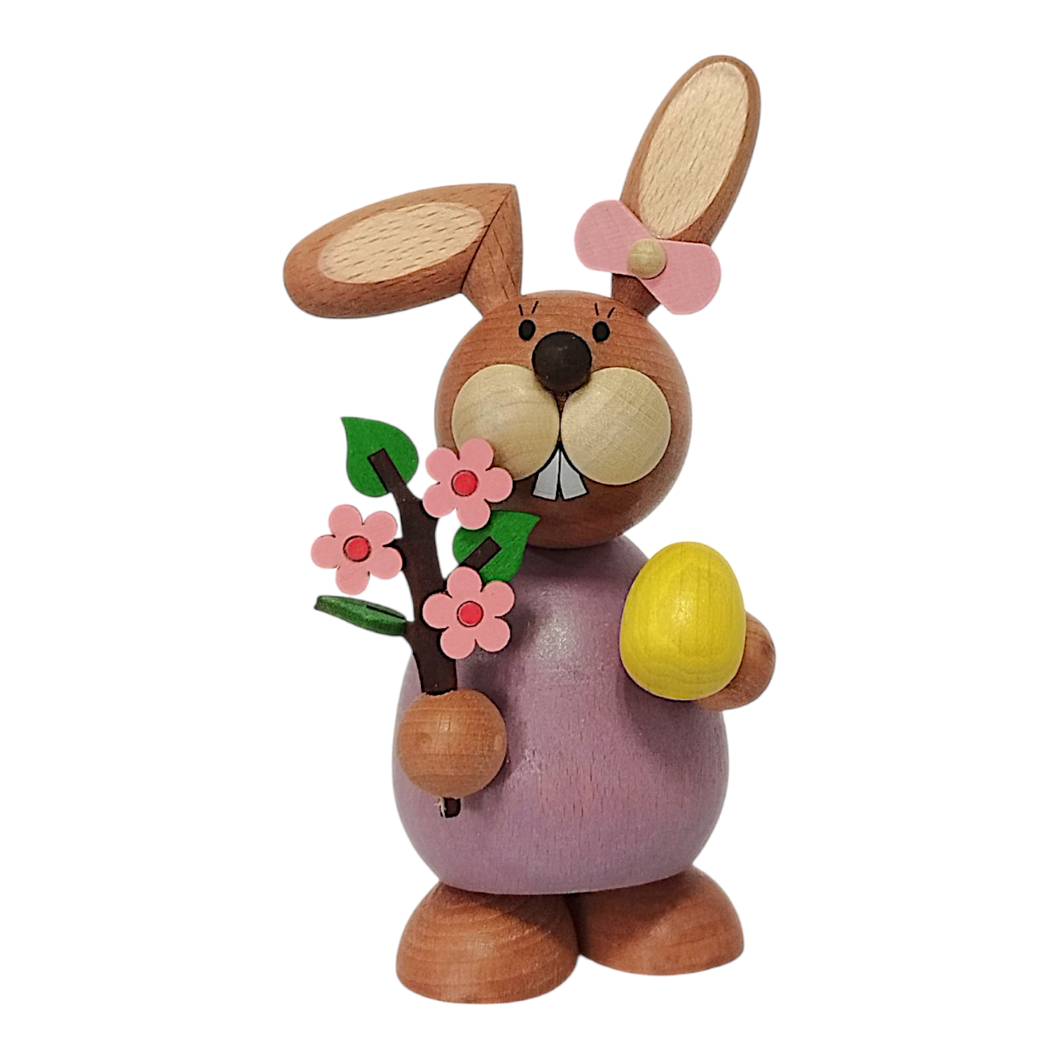 Easter bunny standing with flowering branch