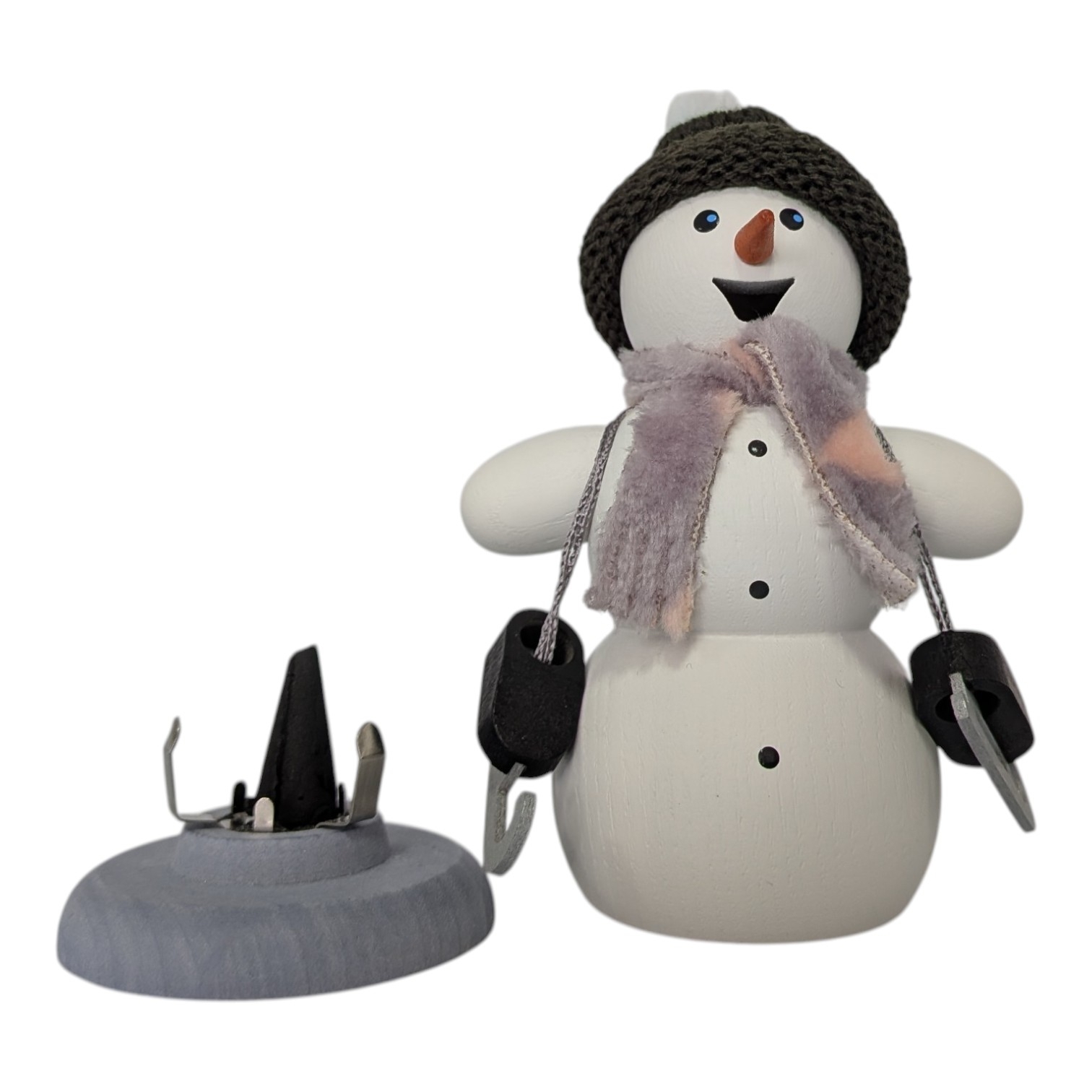 Snowman incense smoker with ice skates