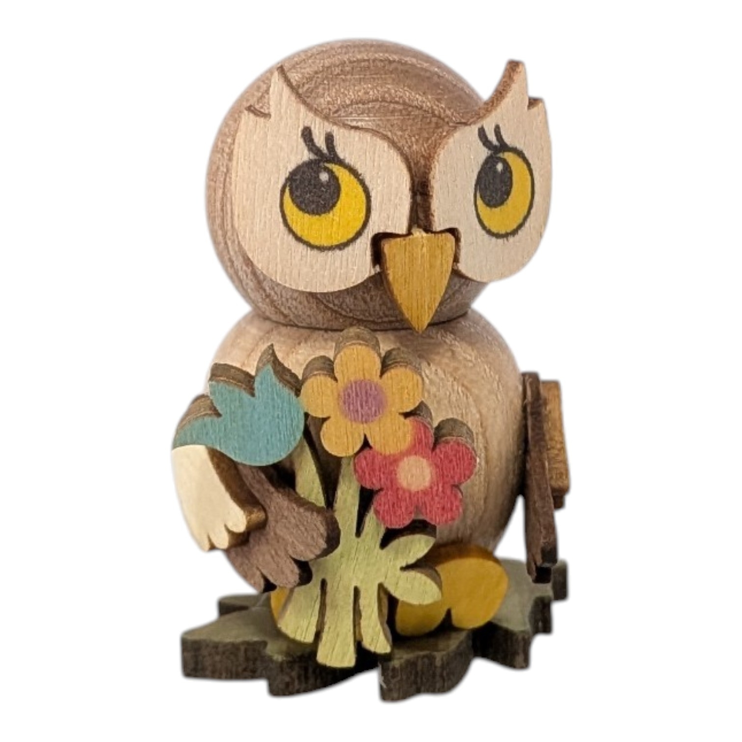 Owl child with a bouquet of flowers, freestandingstellen